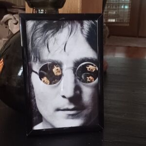 Framed Black Johnn Lenon Picture with Reflective Sunglasses